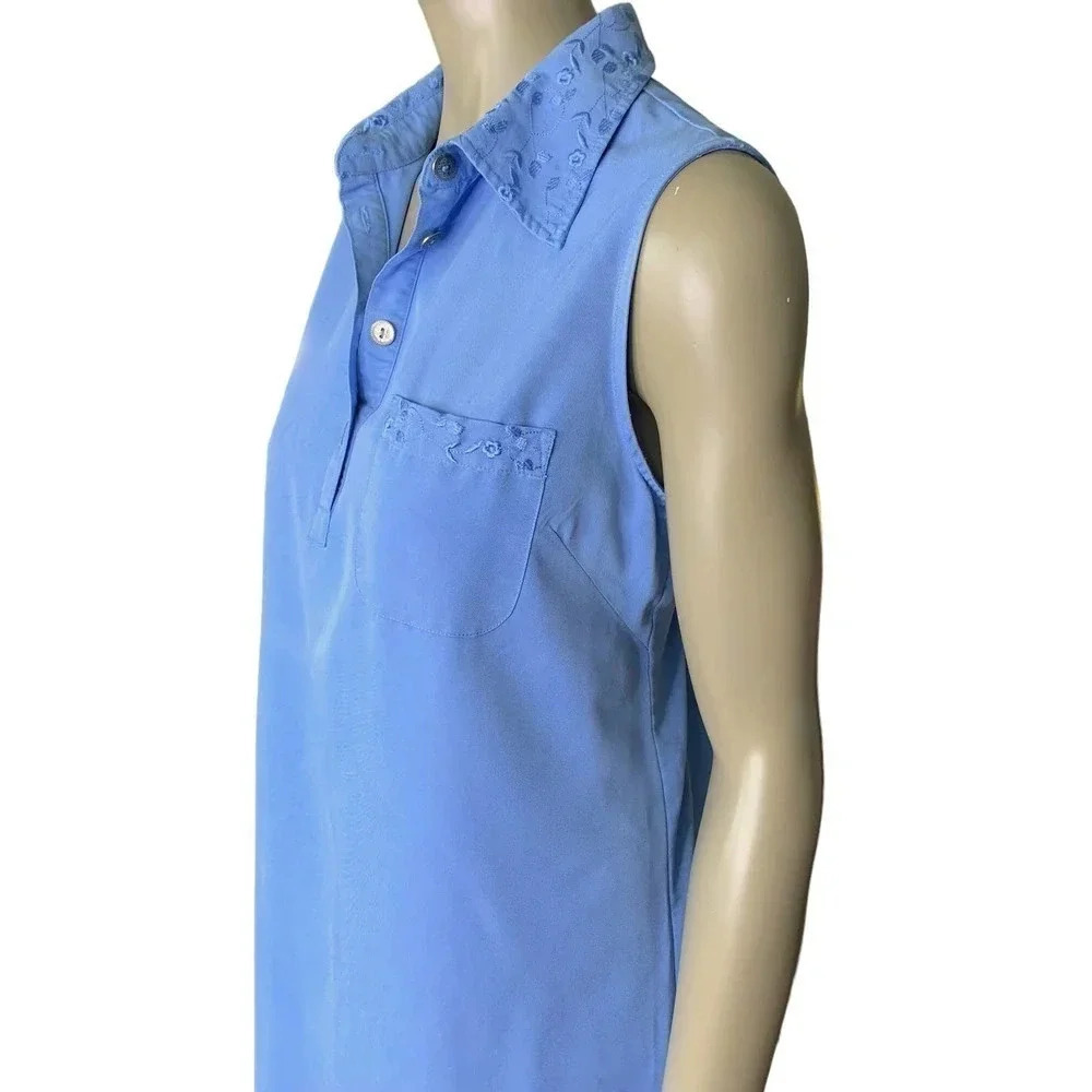HSZ Studio Vintage 90s Sleeveless Embroidered Maxi Dress Women Size L Baby Blue - Picture 6 of 16